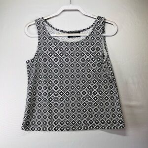 Chic Black and White Diamond Pattern Tank‎ Top